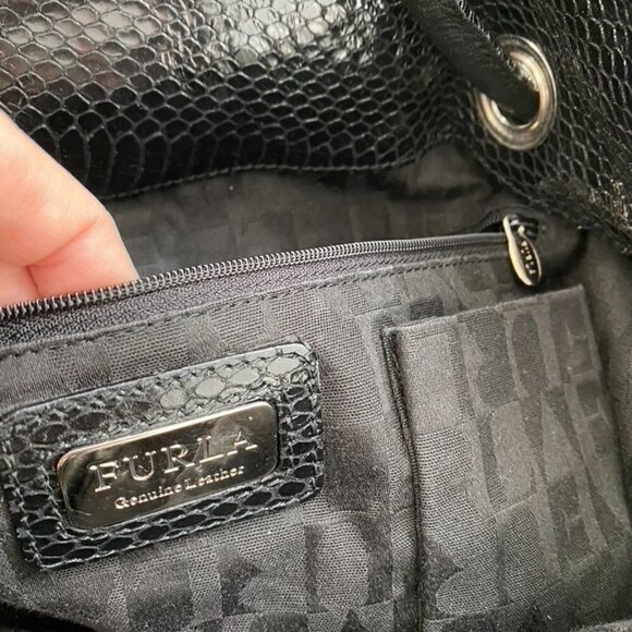 Furla Black Snakeskin Leather Tote Bag - Picture 5 of 6